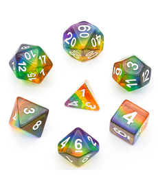Gameopolis Dice - UDI Polyhedral 7-Die Set - Layer Transparent Rainbow