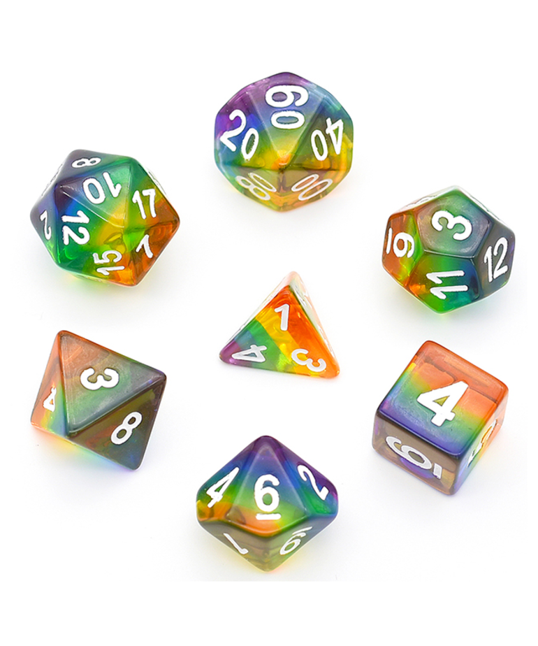 Gameopolis Dice - UDI Gameopolis: Dice - Polyhedral 7-Die Set - Layer Dice - Transparent Rainbow