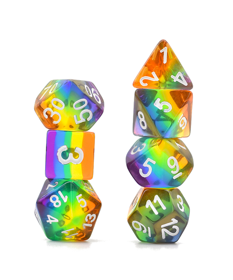 Dice Polyhedral 7Die Set Layer Dice Transparent Rainbow