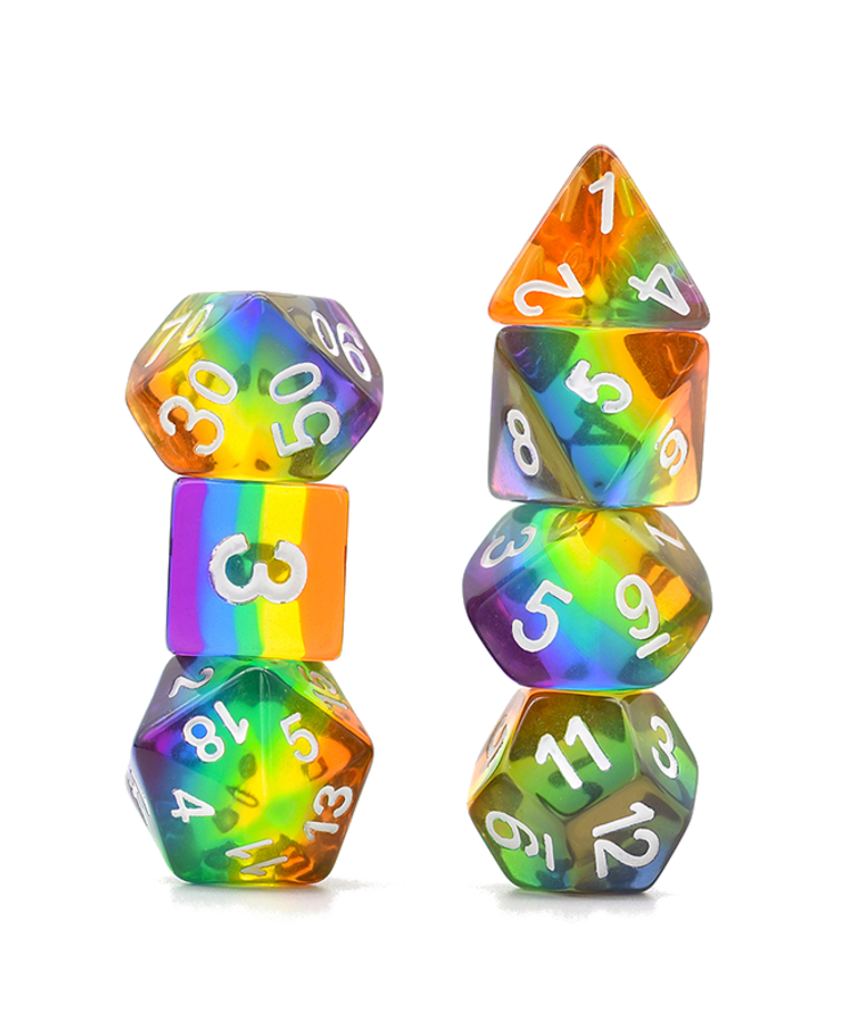Udixi Dice - UDI Udixi: Dice - Polyhedral 7-Die Set - Layer Dice - Transparent Rainbow