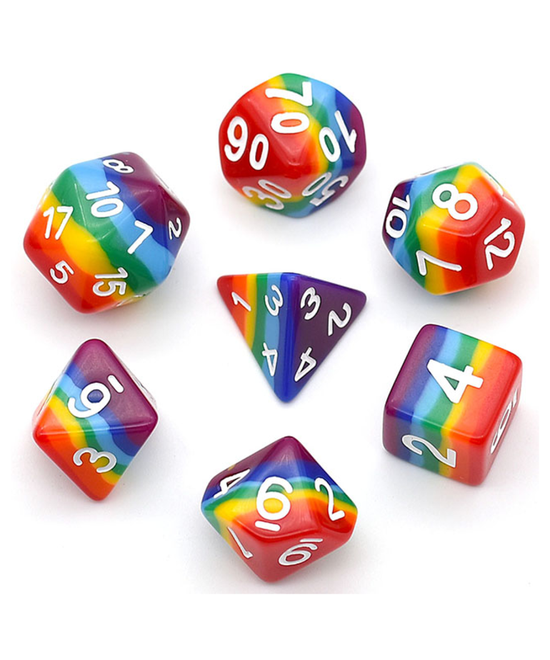 Udixi Dice - UDI Udixi: Dice - Polyhedral 7-Die Set - Layer Dice - 7 Layer Rainbow