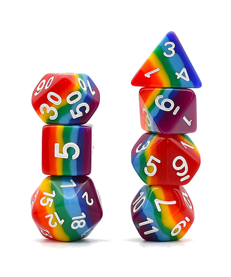 Gameopolis Dice - UDI Gameopolis: Dice - Polyhedral 7-Die Set - Layer Dice - 7 Layer Rainbow