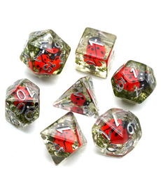 Gameopolis Dice - UDI Polyhedral 7-Die Set - Resin Red Ladybug