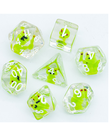 Gameopolis Dice - UDI Gameopolis: Dice - Polyhedral 7-Die Set - Resin Frog - Clear w/ White