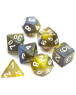 Gameopolis Dice - UDI Gameopolis: Dice - Polyhedral 7 Set - Galaxy Glitter - Yellow Blue w/ White