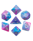Gameopolis Dice - UDI Gameopolis: Dice - Polyhedral 7-Die Set - Resin Galaxy Glitter Dice - Pink & Blue w/ Silver Glitter