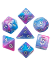 Gameopolis Dice - UDI Gameopolis: Dice - Polyhedral 7 Set - Galaxy Glitter - Pink & Blue w/ Silver