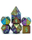 Gameopolis Dice - UDI Gameopolis: Dice - Polyhedral 7-Die Set - Colorful Metallic Dice - Green Font