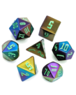 Gameopolis Dice - UDI Gameopolis: Dice - Polyhedral 7-Die Set - Colorful Metallic Dice - Green Font