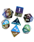 Gameopolis Dice - UDI Gameopolis: Dice - Polyhedral 7-Die Set - Colorful Metallic Dice - Silver Font