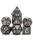Gameopolis Dice - UDI Gameopolis: Dice - Polyhedral 7-Die Set - Black Nickel Metal Dice w/ White Dragon Font