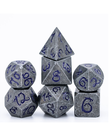 Gameopolis Dice - UDI Gameopolis: Dice - Polyhedral 7-Die Set - Old Metal Dice w/ Purple Dragon Font