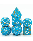 Gameopolis Dice - UDI Gameopolis: Dice - Polyhedral 7-Die Set - Bicolor Metal Dice - Blue & Yellow w/ White Dragon Font