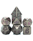 Gameopolis Dice - UDI Gameopolis: Dice - Polyhedral 7-Die Set - Metal - Gunmetal w/ Blue Photosensitive Dragon Font