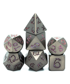 Gameopolis Dice - UDI Gunmetal w/ Blue Photosensitive Dragon Font