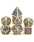 Gameopolis Dice - UDI Gameopolis: Dice - Polyhedral 7-Die Set - Metal Dice - Purple Clouds Enamel w/ Gold Dragon Font