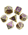 Gameopolis Dice - UDI Gameopolis: Dice - Polyhedral 7-Die Set - Metal Dice - Purple Clouds Enamel w/ Gold Dragon Font
