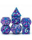 Gameopolis Dice - UDI Gameopolis: Dice - Polyhedral 7-Die Set - Dragon Scale Metal Dice - Purple & Blue w/ White