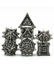 Gameopolis Dice - UDI Gameopolis: Dice - Polyhedral 7-Die Set - Pinwheel Metal Dice - Vintage Silver Barrel Plating