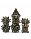 Gameopolis Dice - UDI Gameopolis: Dice - Polyhedral 7-Die Set - Pinwheel Metal Dice - Vintage Bronze Barrel Plating