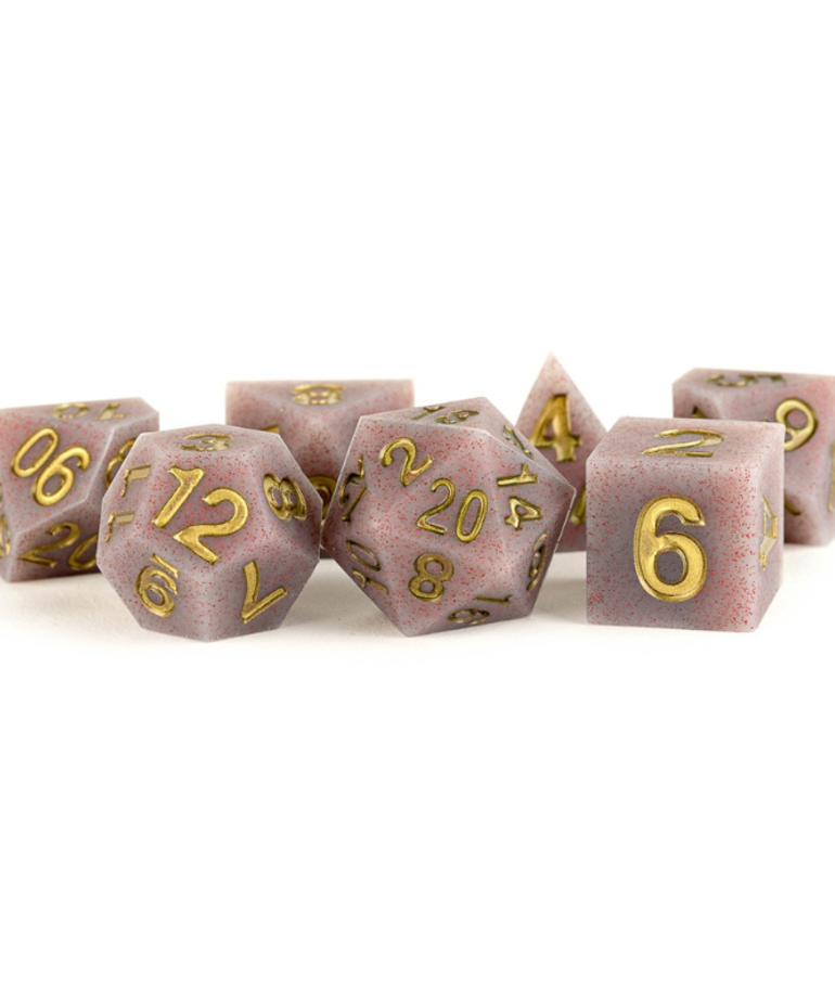 Metallic Dice Games - LIC Metallic Dice Games - Polyhedral 7-Die Set - Sharp Edge Silicone Rubber - Volcanic Soot