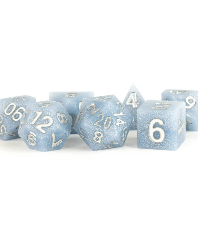 Metallic Dice Games - LIC Metallic Dice Games - Polyhedral 7-Die Set - Sharp Edge Silicone Rubber - Glacial Debris