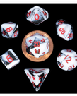 Metallic Dice Games - LIC Metallic Dice Games - Mini Polyhedral 7-Die Set - Marble - Black & White w/ Red