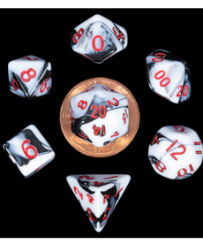 Metallic Dice Games - LIC Mini - Marble - Black & White w/ Red