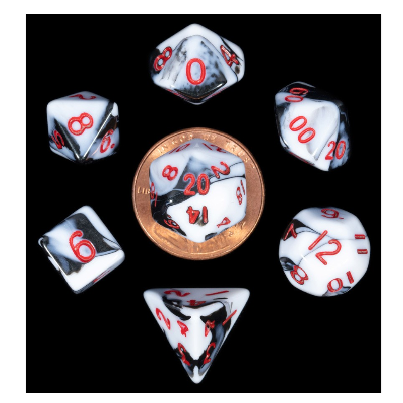 Metallic Dice Games Mini Polyhedral 7Die Set Marble Black
