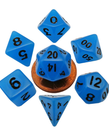 Metallic Dice Games - LIC Metallic Dice Games - Mini Polyhedral 7-Die Set - 10mm - Glow in the Dark - Blue w/ Black