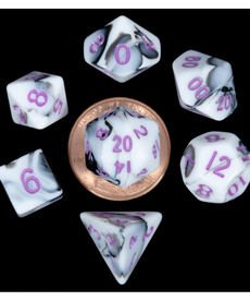 Metallic Dice Games - LIC Mini - Marble - Black & White w/ Purple