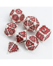 Gameopolis Dice - UDI Gameopolis: Dice - Polyhedral 7-Die Set - Metal Dice - Dagger of Venom - Silver & Red