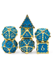 Gameopolis Dice - UDI Gameopolis: Dice - Polyhedral 7-Die Set - Metal Dice - Dagger of Venom - Golden & Blue