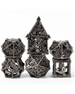 Gameopolis Dice - UDI Gameopolis Dice: Polyhedral 7 Set - Metal Dice - Hollow Class Themed Dice - Silver