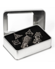 Gameopolis Dice - UDI Gameopolis Dice: Polyhedral 7-Die Set - Metal Dice - Hollow Character Class Themed Dice - Silver