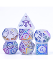 Gameopolis Dice - UDI Gameopolis: Dice - Polyhedral 7-Die Set - Semi-Precious Gemstone Dice - White Quartz (Rainbow Pattern)