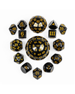 Gameopolis Dice - UDI Gameopolis Dice: 15 Piece Set d3-d100 - Black w/ Yellow