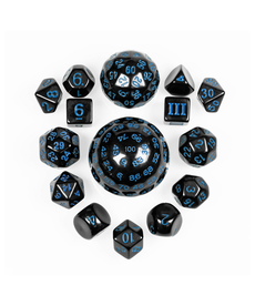 Gameopolis Dice - UDI 15 Piece Set d3-d100 - Black w/ Blue