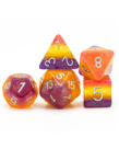 Gameopolis Dice - UDI CLEARANCE - Gameopolis Dice: Polyhedral 7-Die Set - Glitter Layer Dice - Purple & Yellow