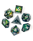 Gameopolis Dice - UDI Gameopolis Dice: Polyhedral 7-Die Set - Sharp Handmade - Candy Glitter Paper - Blue & Black