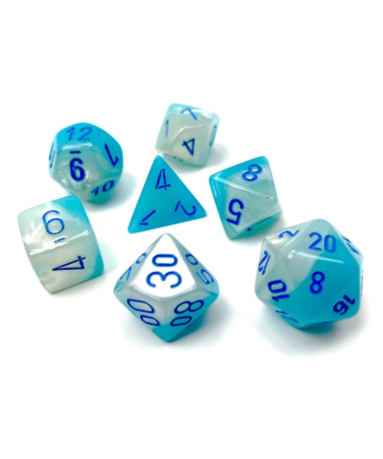 Chessex - CHX Chessex: Polyhedral 7-Die Set - Gemini Luminary - Pearl Turquoise & White w/ Blue