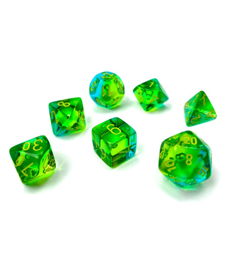 Chessex - CHX Chessex: Polyhedral 7-Die Set - Gemini Luminary - Translucent Green & Teal w/ Yellow