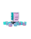 Chessex - CHX Chessex: 16mm D6 Cube (12) - Gemini Luminary - Gel Green & Pink w/ Blue