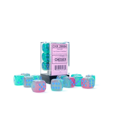 Chessex - CHX 16mm D6 Cube Gemini Luminary Gel Green & Pink w/ Blue