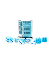 Chessex - CHX Chessex: 16mm D6 Cube (12) - Gemini Luminary - Pearl Turquoise & White w/ Blue