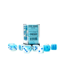 Chessex - CHX 16mm D6 Cube Gemini Luminary Pearl Turquoise & White w/ Blue