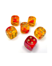 Chessex - CHX Chessex: 16mm D6 Cube (12) - Gemini Luminary - Translucent Red & Yellow w/ Gold