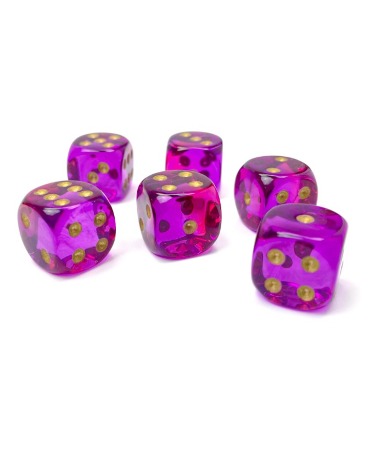 Chessex - CHX Chessex: 16mm D6 Cube (12) - Gemini Luminary - Translucent Red & Violet w/ Gold