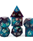 Gameopolis Dice - UDI Gameopolis Dice: Polyhedral 7-Die Set - Sharp Handmade - Glitter Paper - Green & Blue