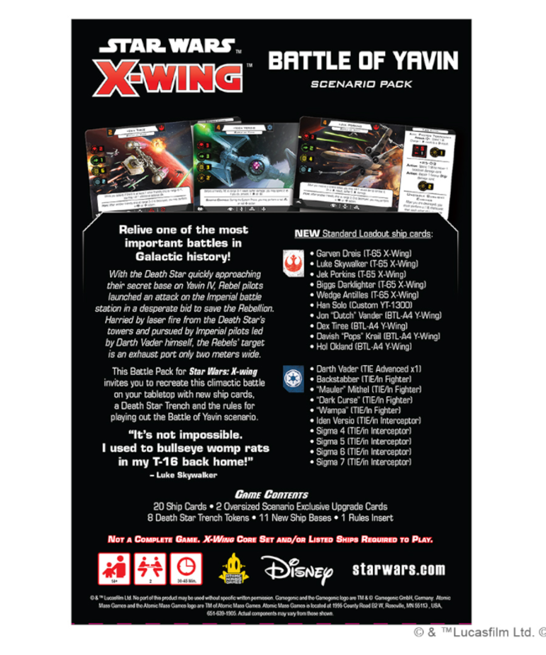 Atomic Mass Games - AMG PRESALE Star Wars: X-Wing 2E - Battle of Yavin - Scenario Pack 08/00/2022